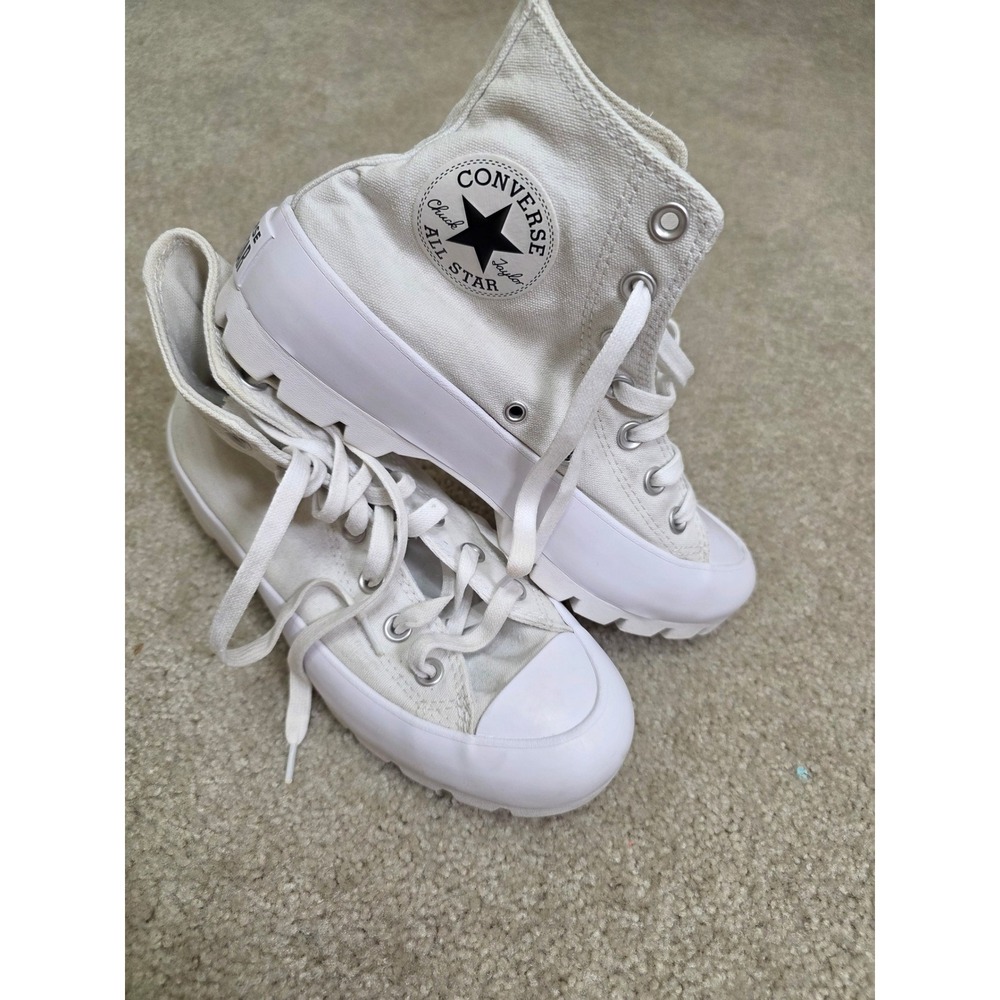 Converse Chuck Taylor All Star Lugged High Top White Canvas Sneakers size 7